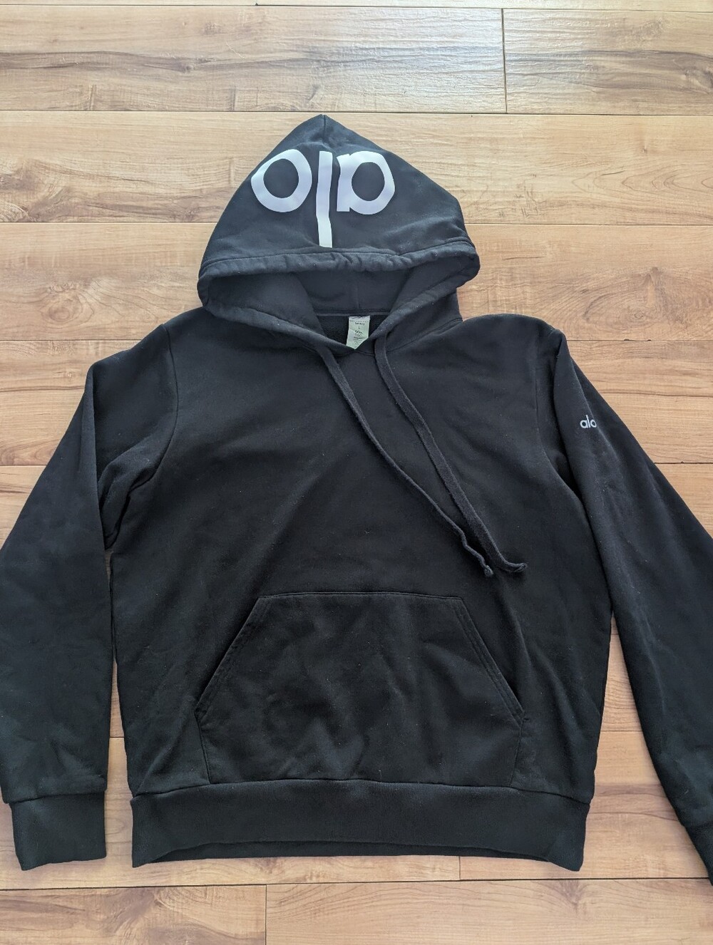 Alo Yoga Caliber Pullover Hoodie Sweatshirt - Black - Unisex Size Large